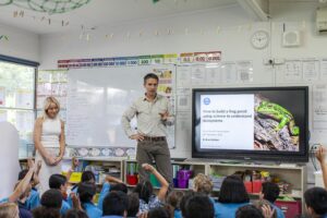 Teacher standing in front of a classroom full of students