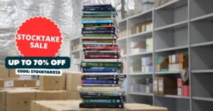 Pile of books on a desk